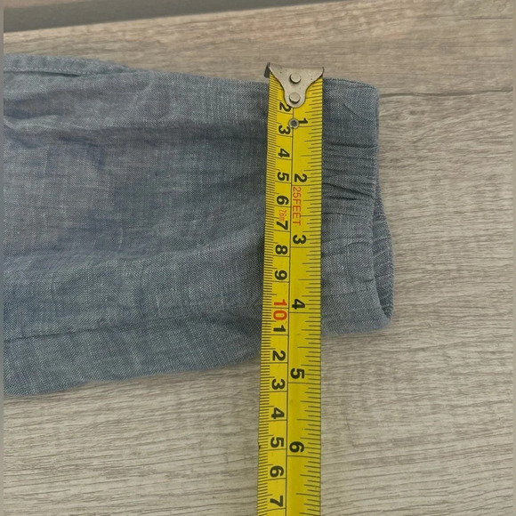 ATHLETA Cabo Linen Summer Resort Jogger Pants Chambray Blue Comfy Size 10 - Picture 6 of 11